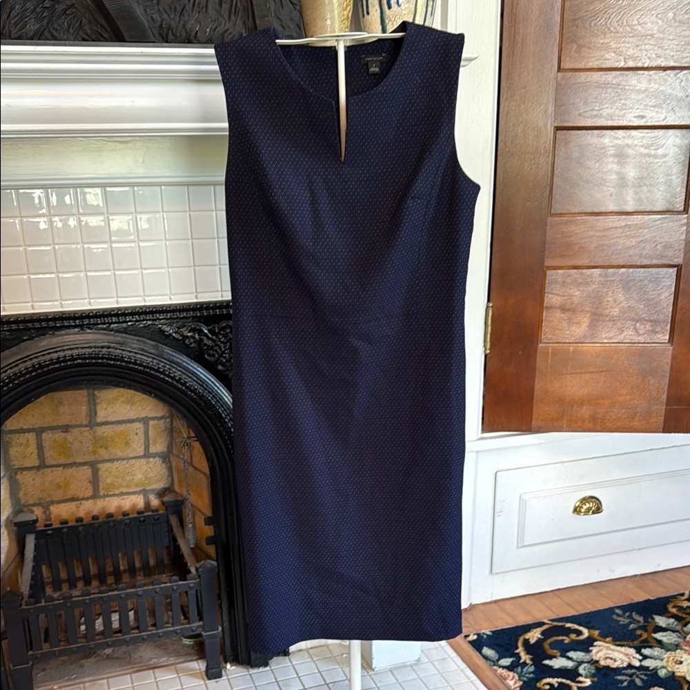 Ann Taylor Blue Sheath Midi‎ Dress V-Neck Sleeveless - worn about 3x